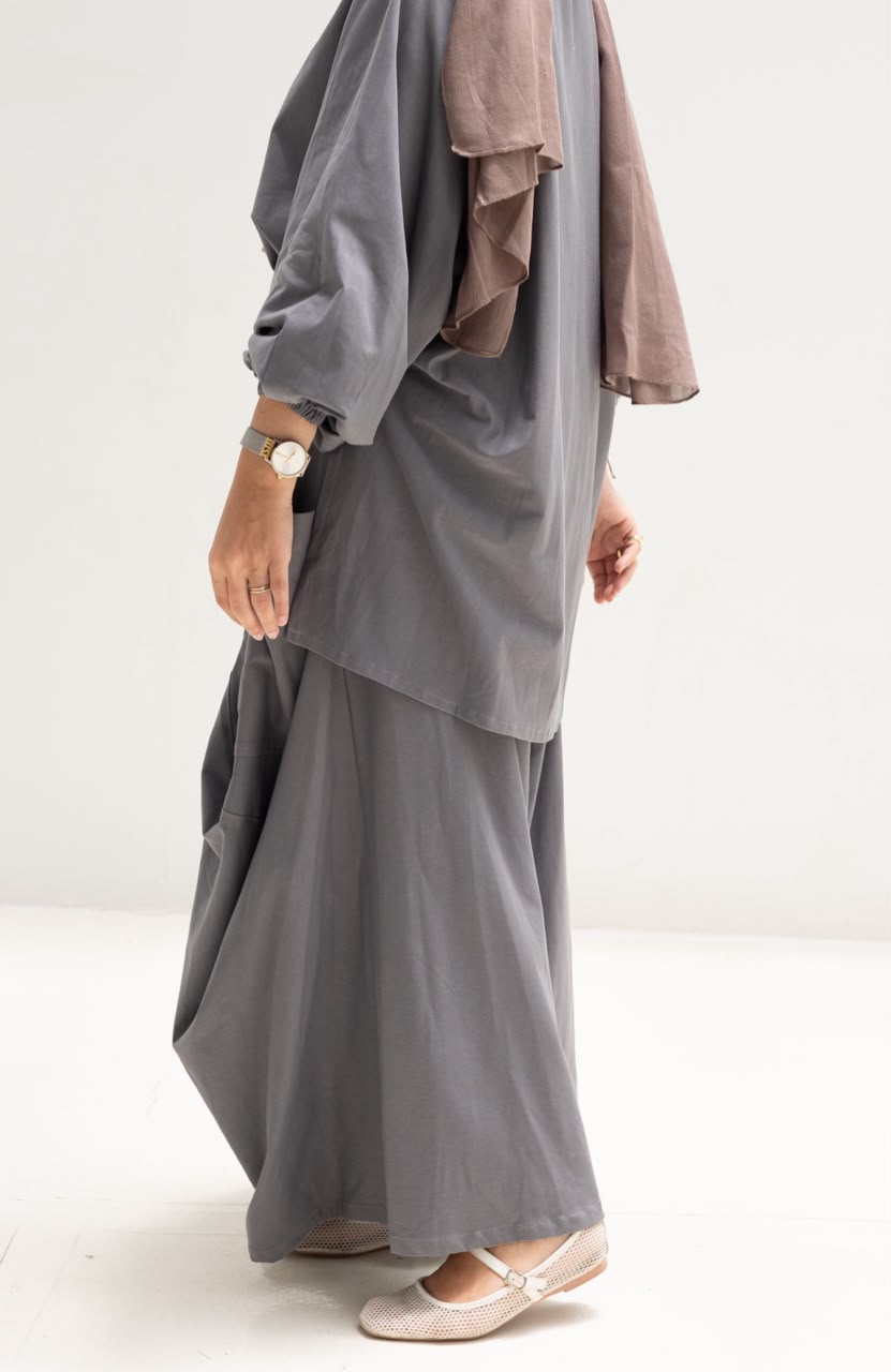 Boho pure cotton pants in Dark gray