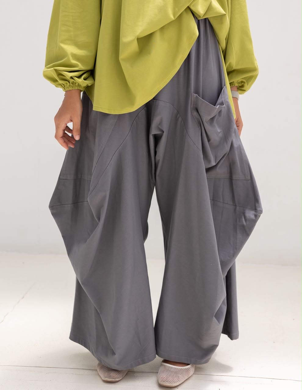 Boho pure cotton pants in Dark gray