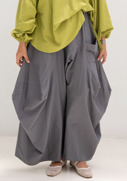 Boho pure cotton pants in Dark gray
