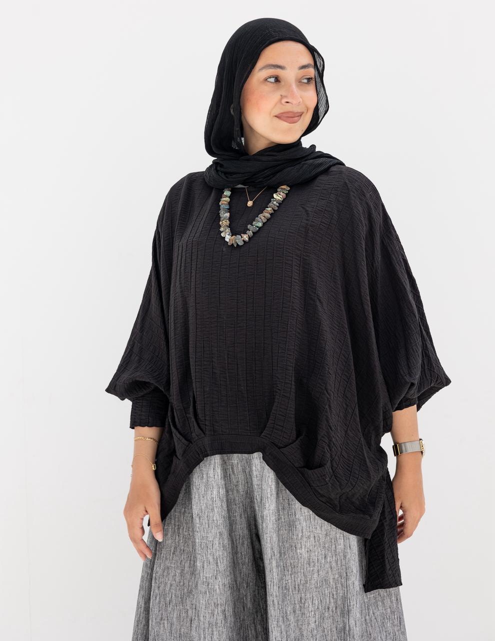 High low blouse in Black