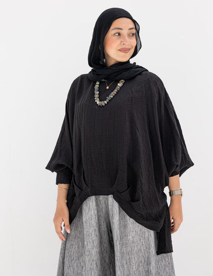 High low blouse in Black