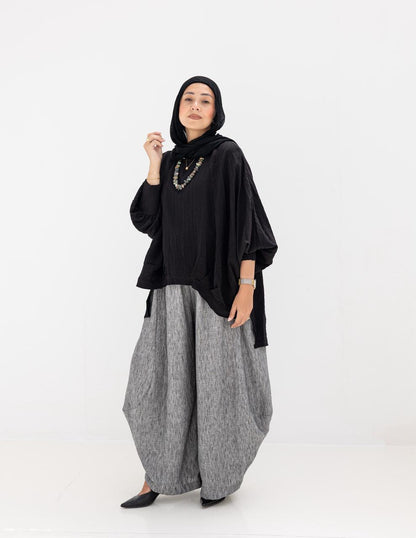 High low blouse in Black