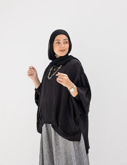 High low blouse in Black