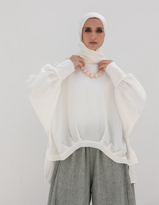 High low blouse in White