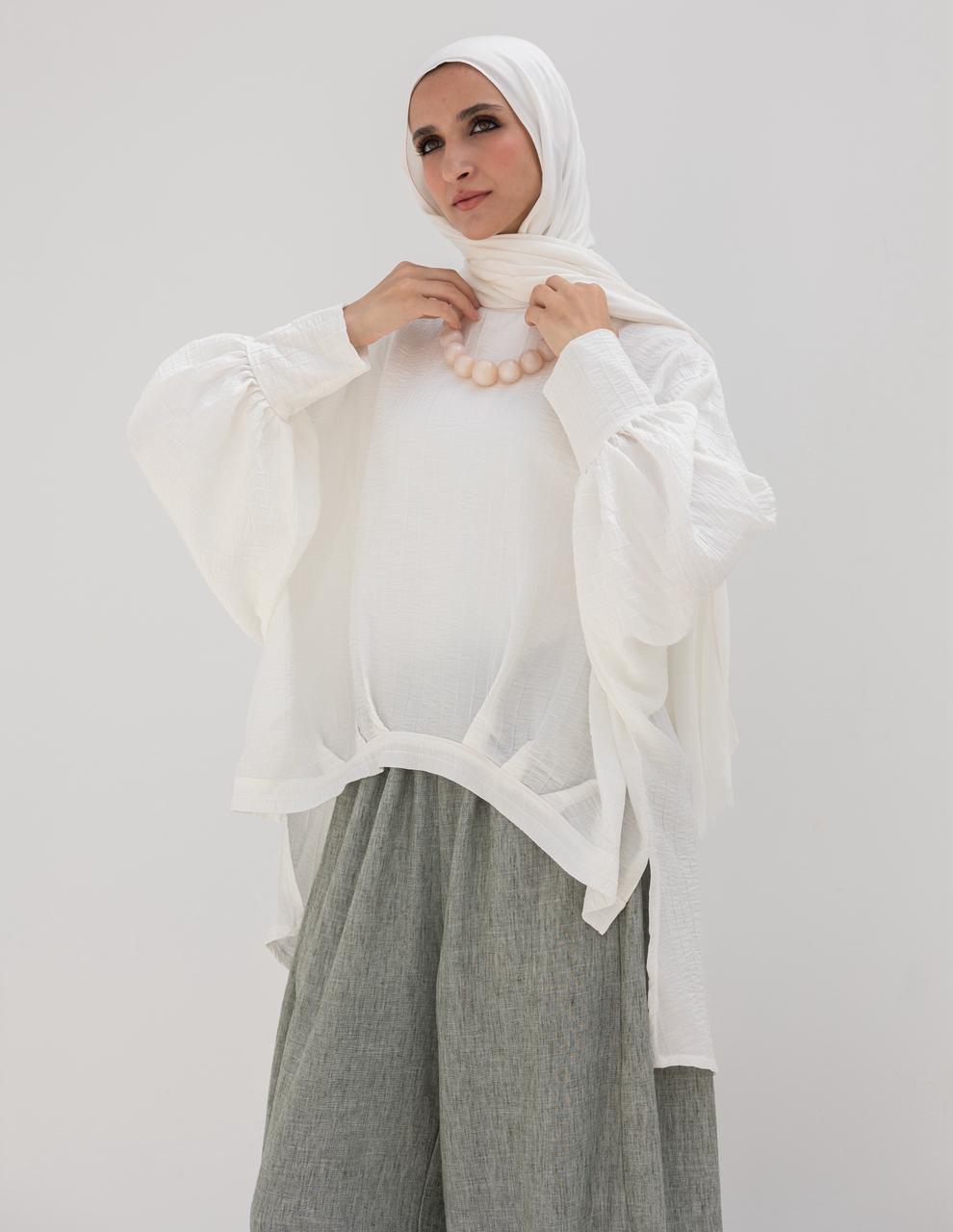 High low blouse in White