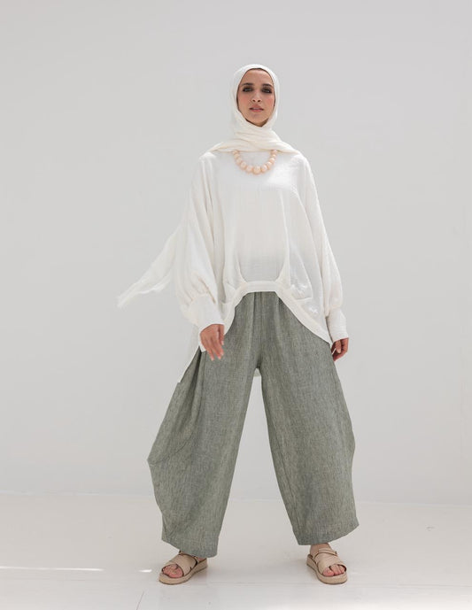 High low blouse in White