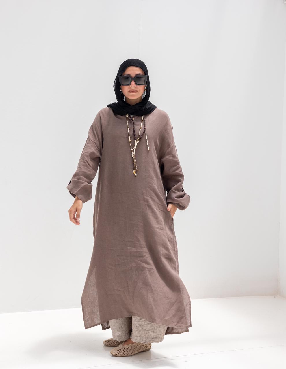 Lenin summer Moroccan dress in Coffee brown