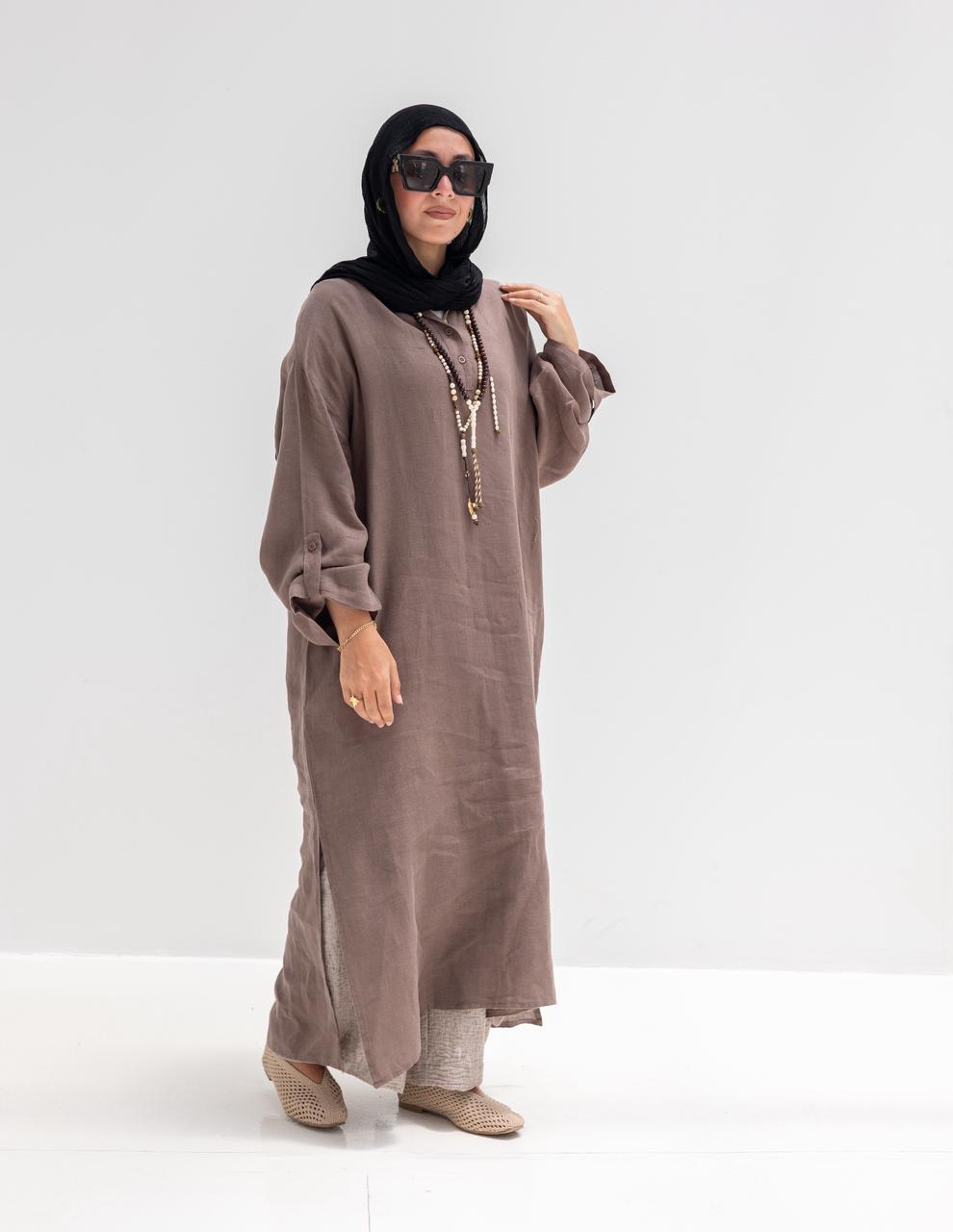 Lenin summer Moroccan dress in Coffee brown