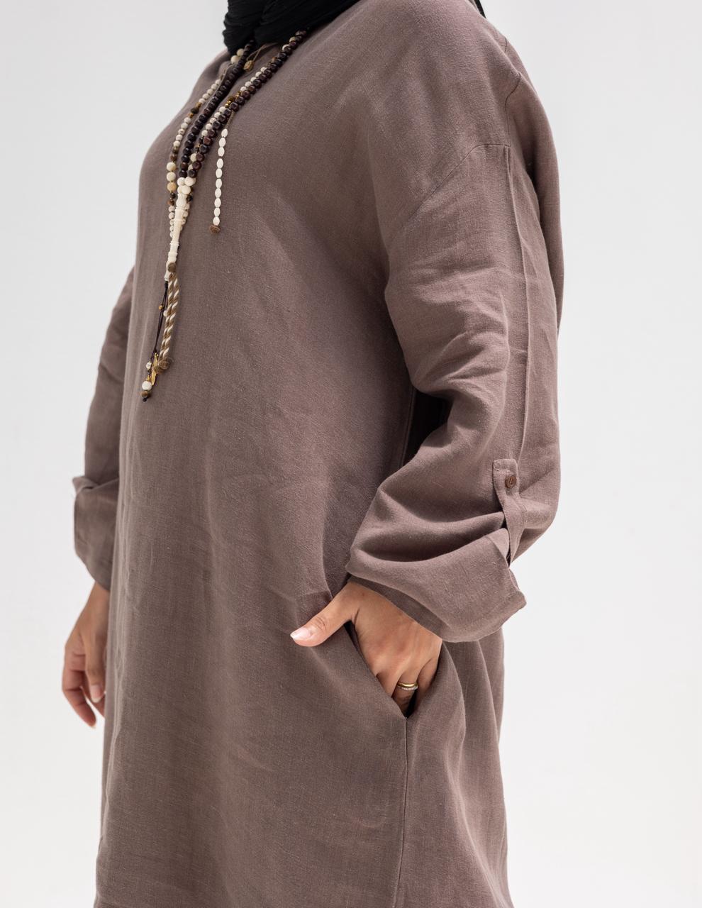 Lenin summer Moroccan dress in Coffee brown