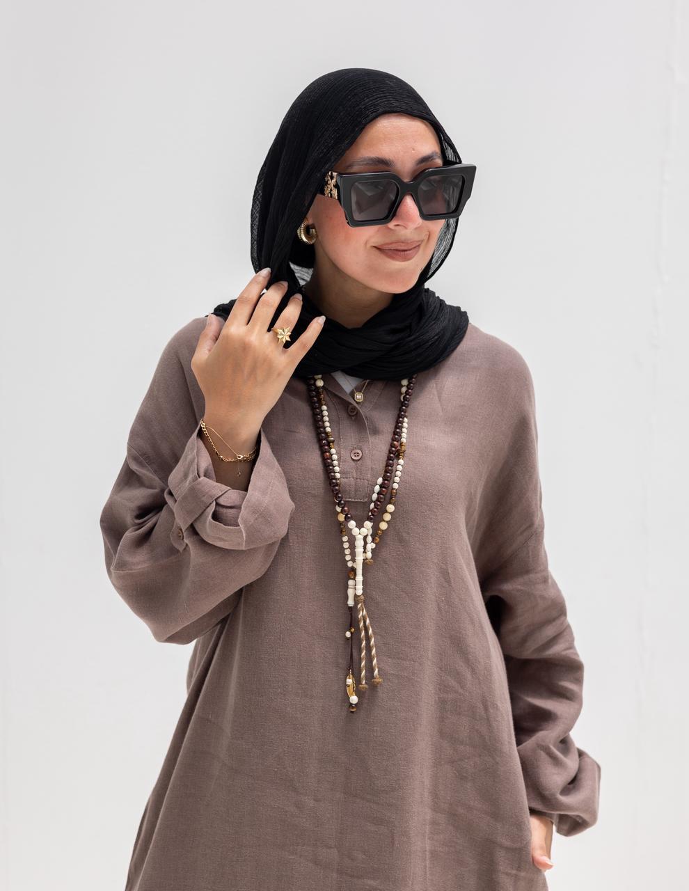 Lenin summer Moroccan dress in Coffee brown