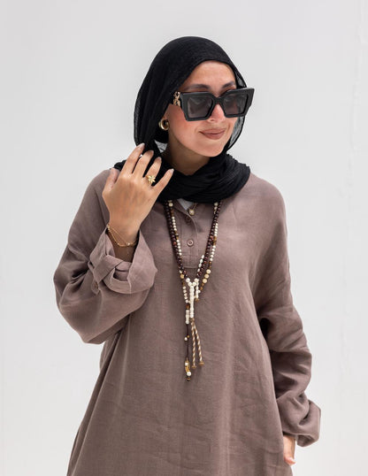 Lenin summer Moroccan dress in Coffee brown
