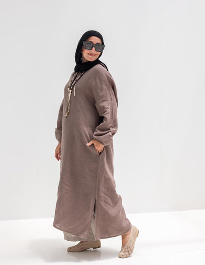 Lenin summer Moroccan dress in Coffee brown