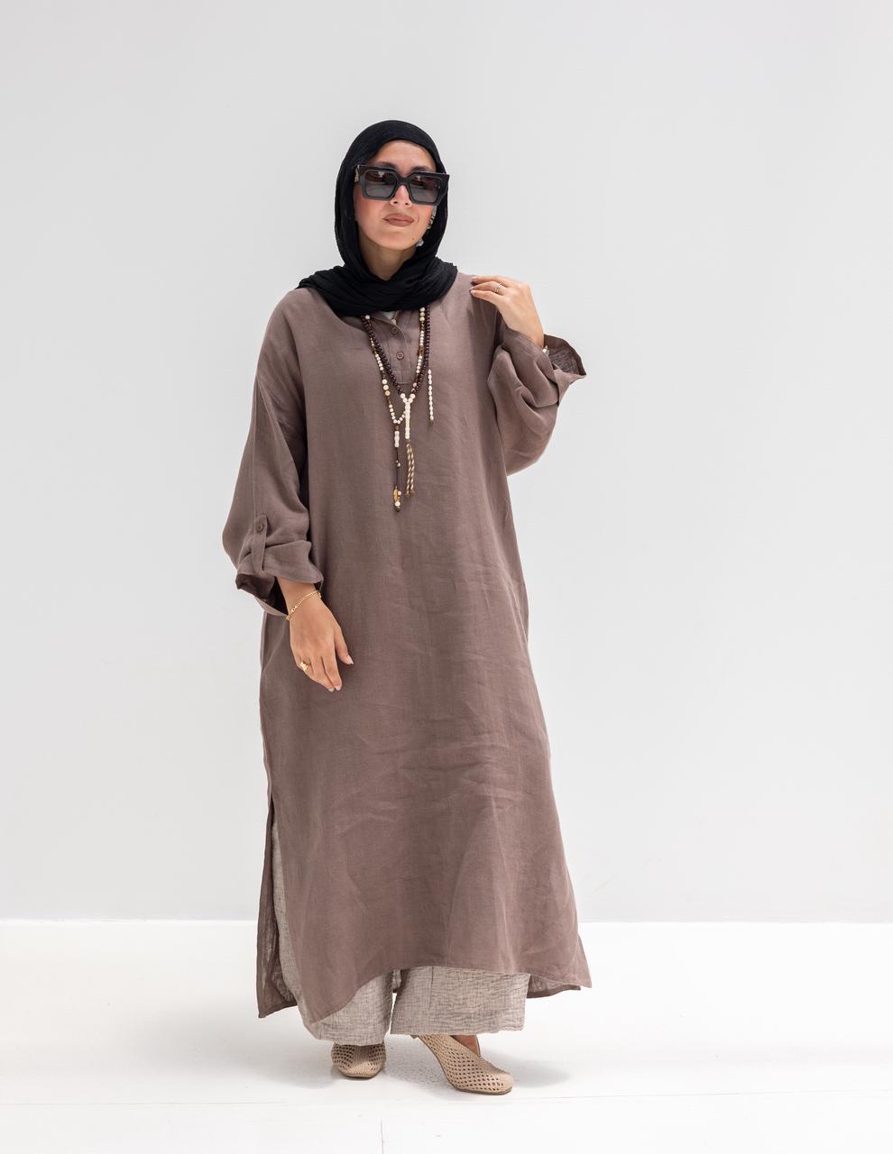 Lenin summer Moroccan dress in Coffee brown