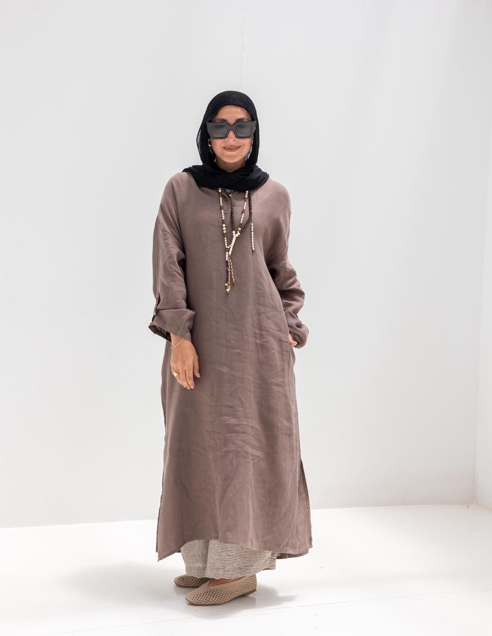 Lenin summer Moroccan dress in Coffee brown