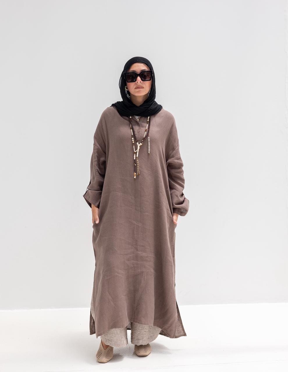 Lenin summer Moroccan dress in Coffee brown