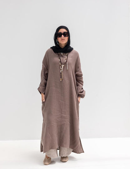 Lenin summer Moroccan dress in Coffee brown