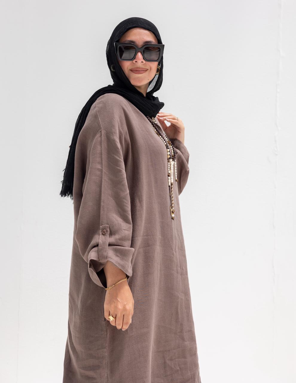 Lenin summer Moroccan dress in Coffee brown