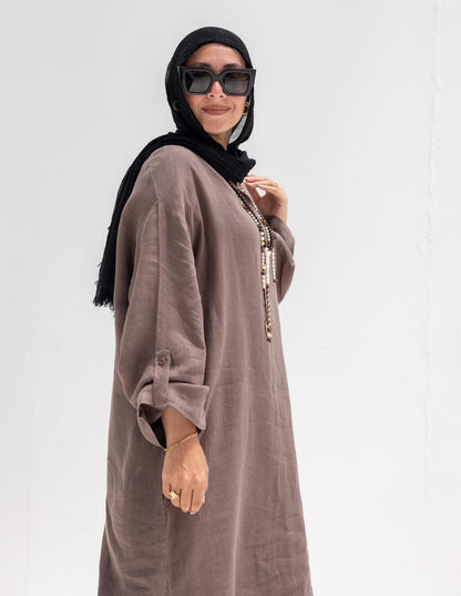 Lenin summer Moroccan dress in Coffee brown