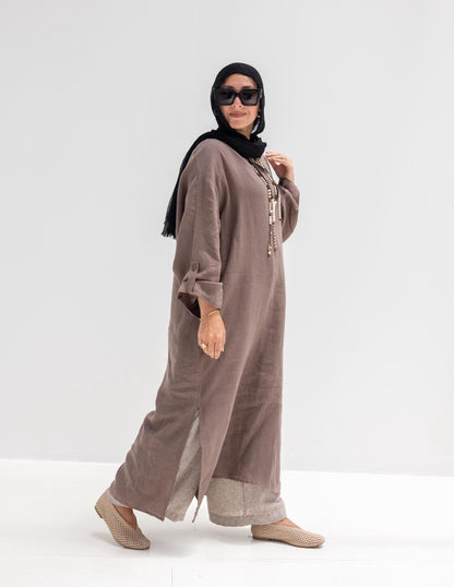 Lenin summer Moroccan dress in Coffee brown