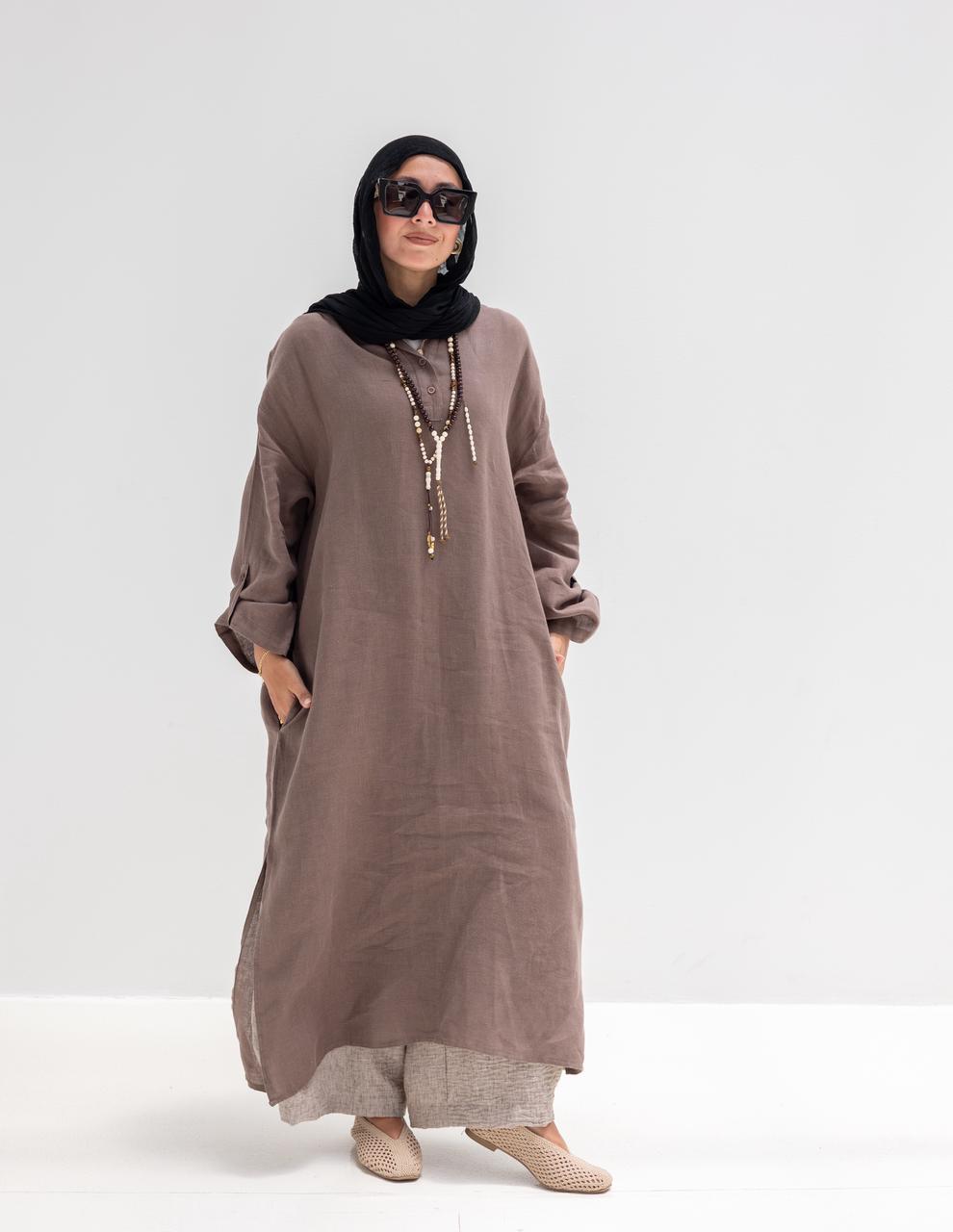 Lenin summer Moroccan dress in Coffee brown