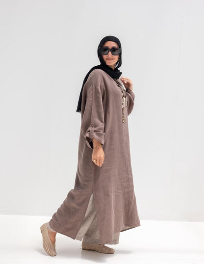 Lenin summer Moroccan dress in Coffee brown