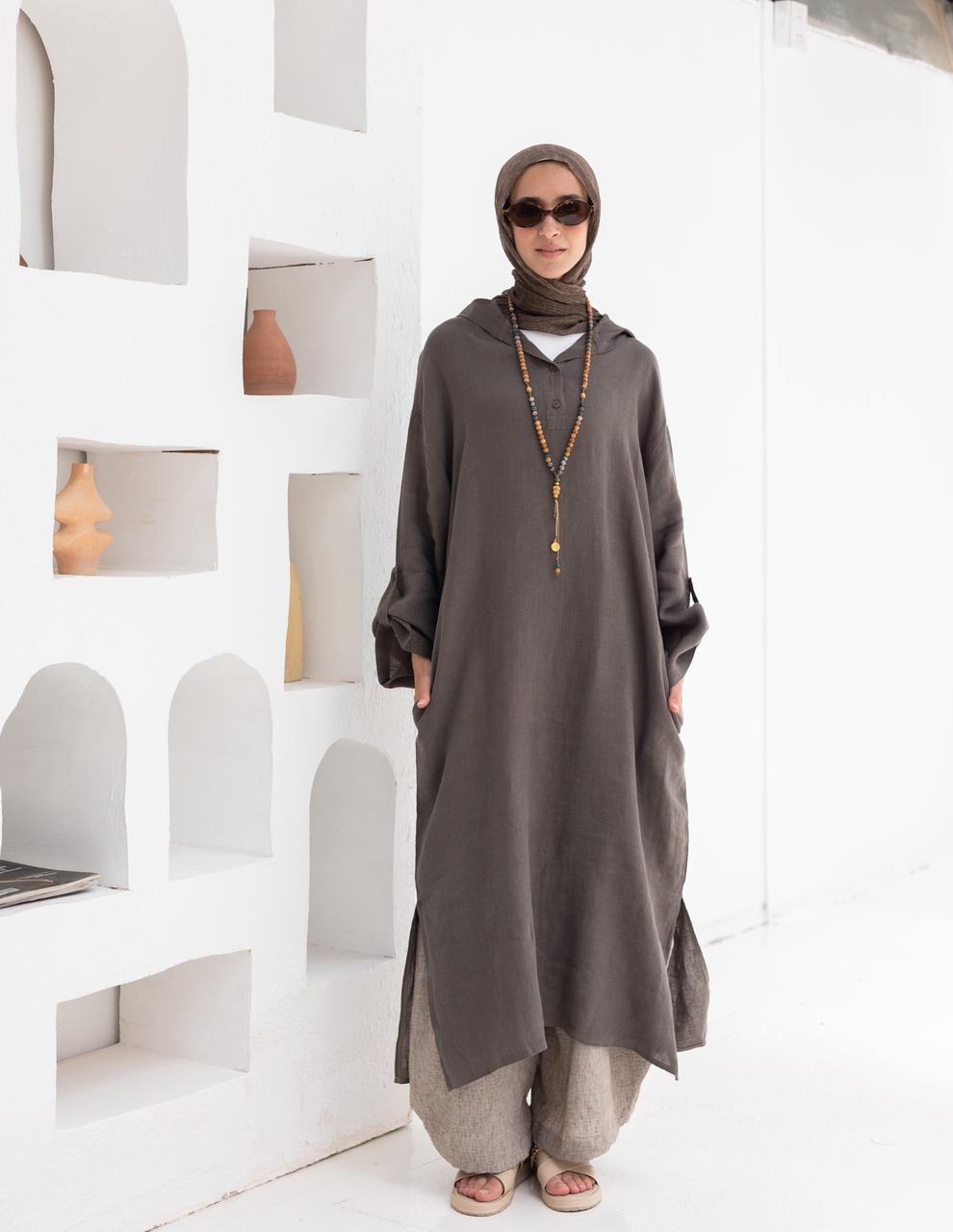 Lenin summer Moroccan dress in  Dark gray