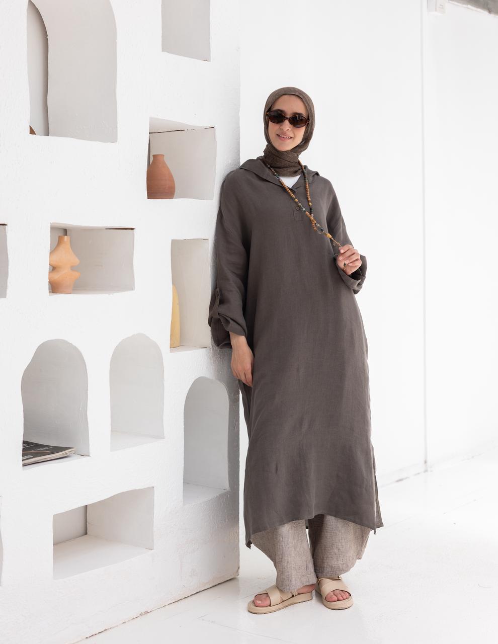 Lenin summer Moroccan dress in  Dark gray