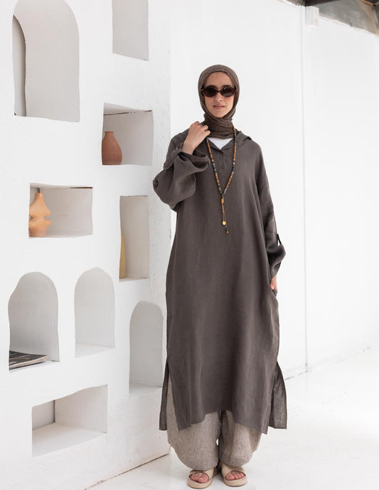 Lenin summer Moroccan dress in  Dark gray