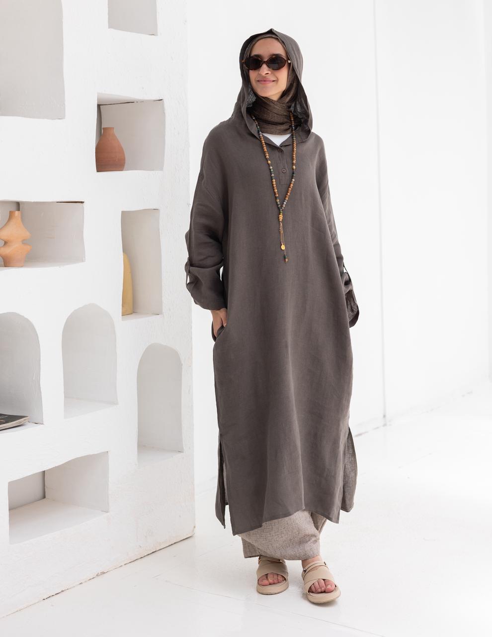 Lenin summer Moroccan dress in  Dark gray