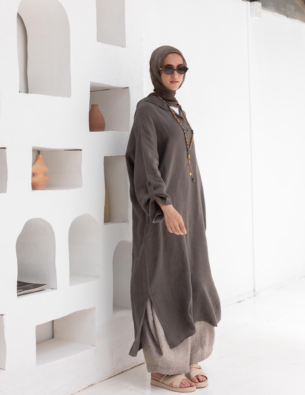 Lenin summer Moroccan dress in  Dark gray
