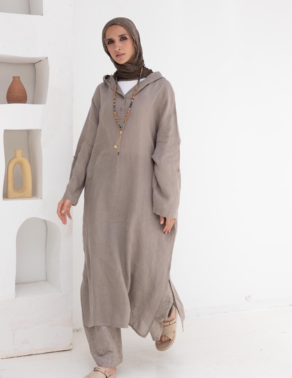 Lenin summer Moroccan dress in  Light grayish beige