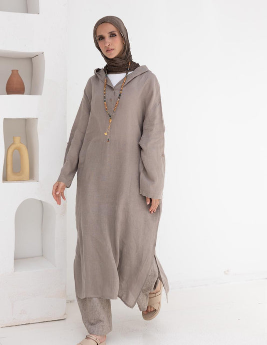 Lenin summer Moroccan dress in  Light grayish beige