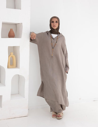 Lenin summer Moroccan dress in  Light grayish beige
