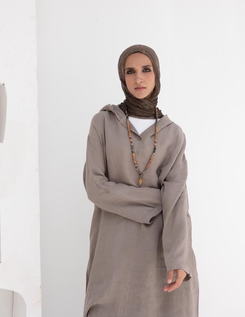 Lenin summer Moroccan dress in  Light grayish beige