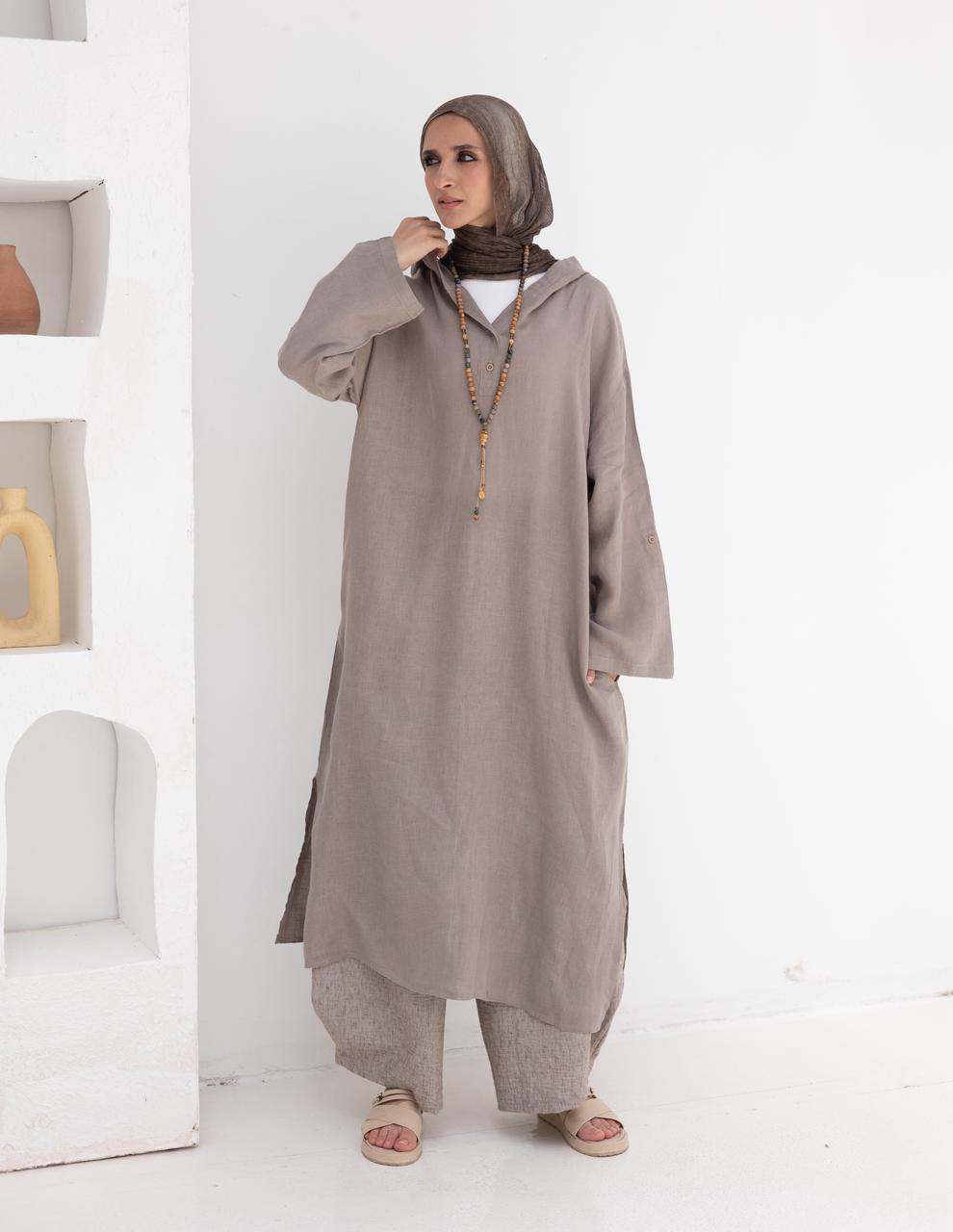 Lenin summer Moroccan dress in  Light grayish beige
