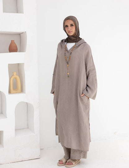 Lenin summer Moroccan dress in  Light grayish beige