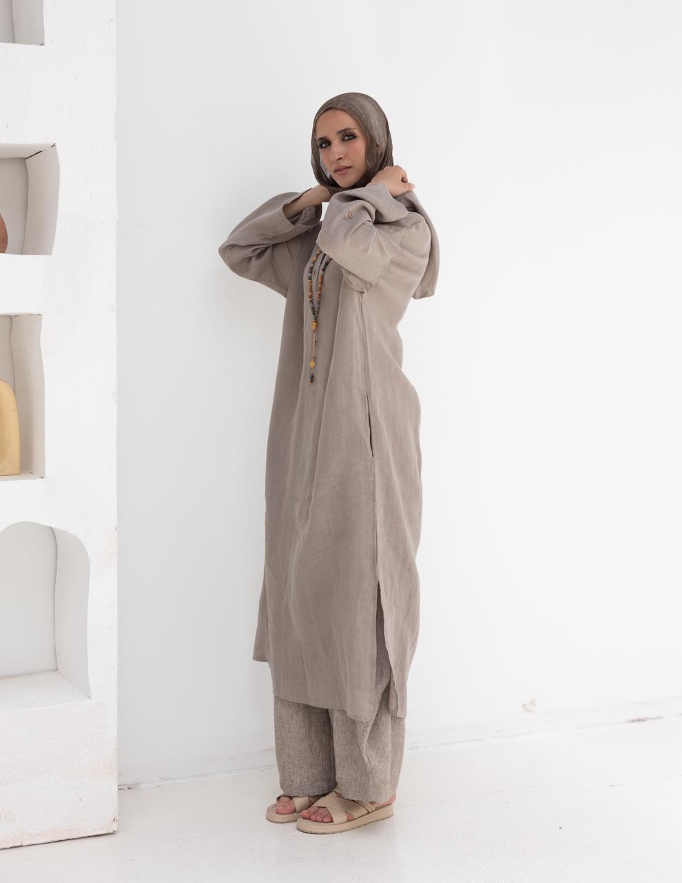 Lenin summer Moroccan dress in  Light grayish beige