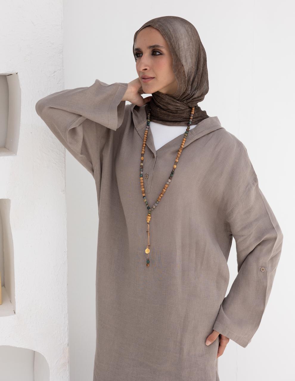 Lenin summer Moroccan dress in  Light grayish beige