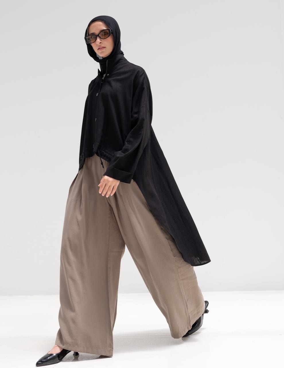 High low jacket with zipper in Black