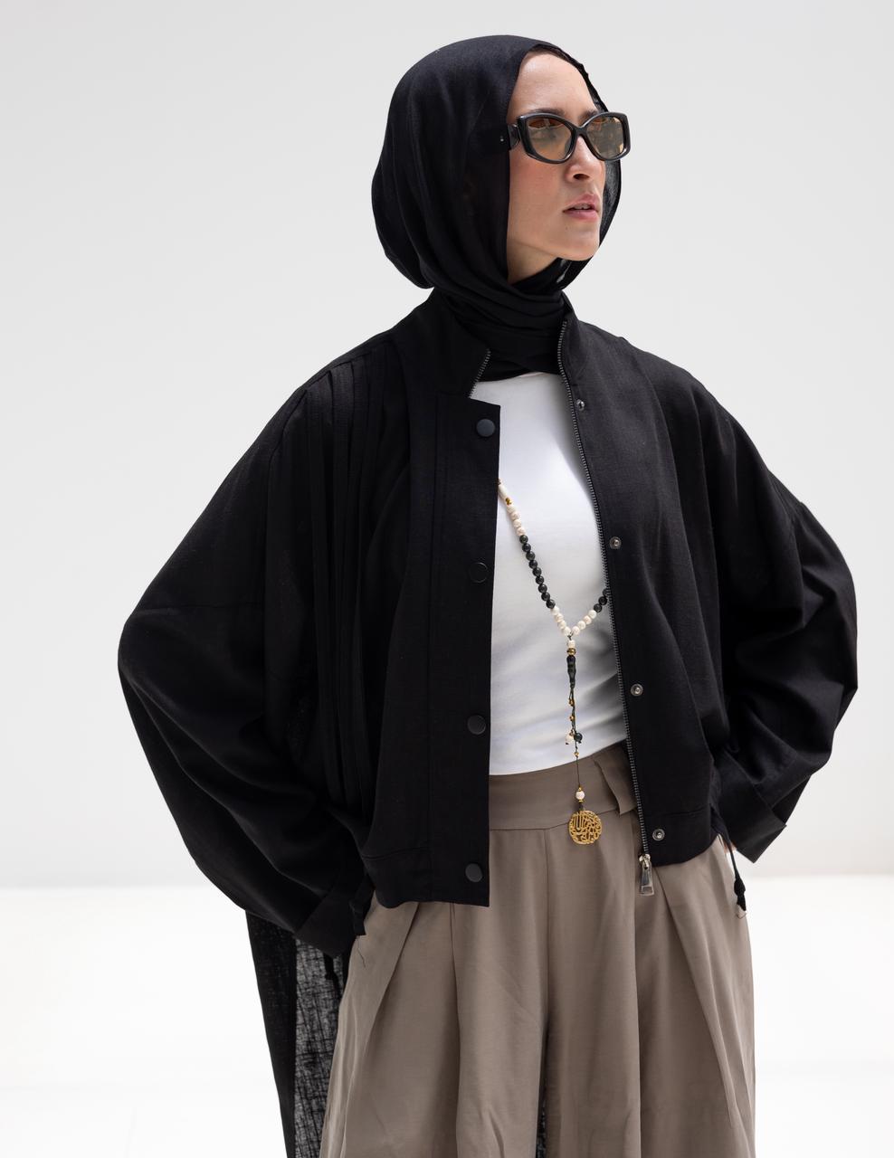 High low jacket with zipper in Black