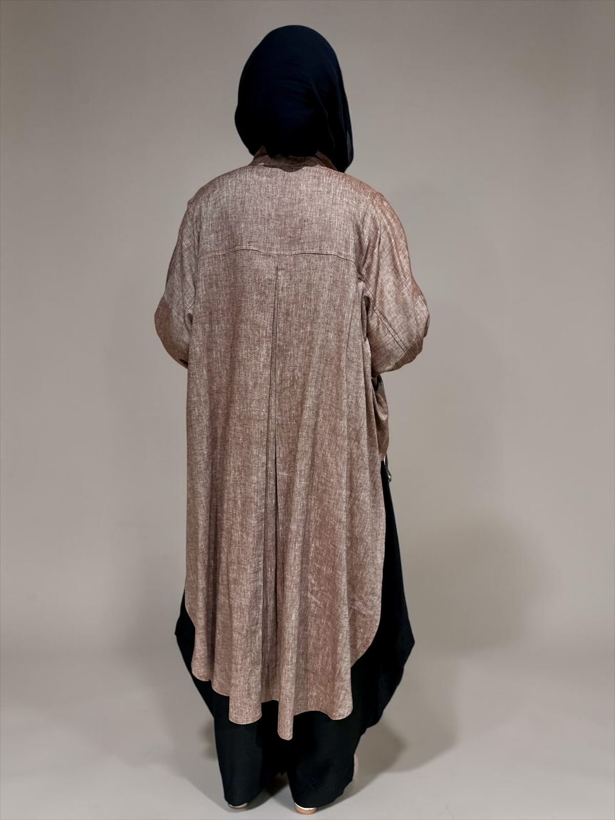High low jacket with zipper in Light brown