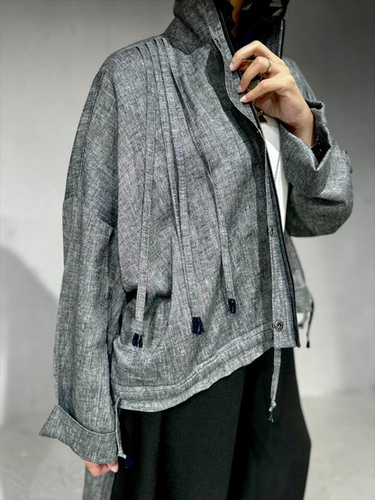 High low jacket with zipper in Gray