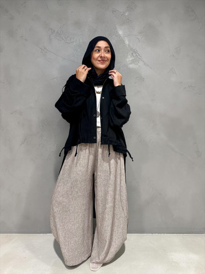 High low jacket with zipper in Black