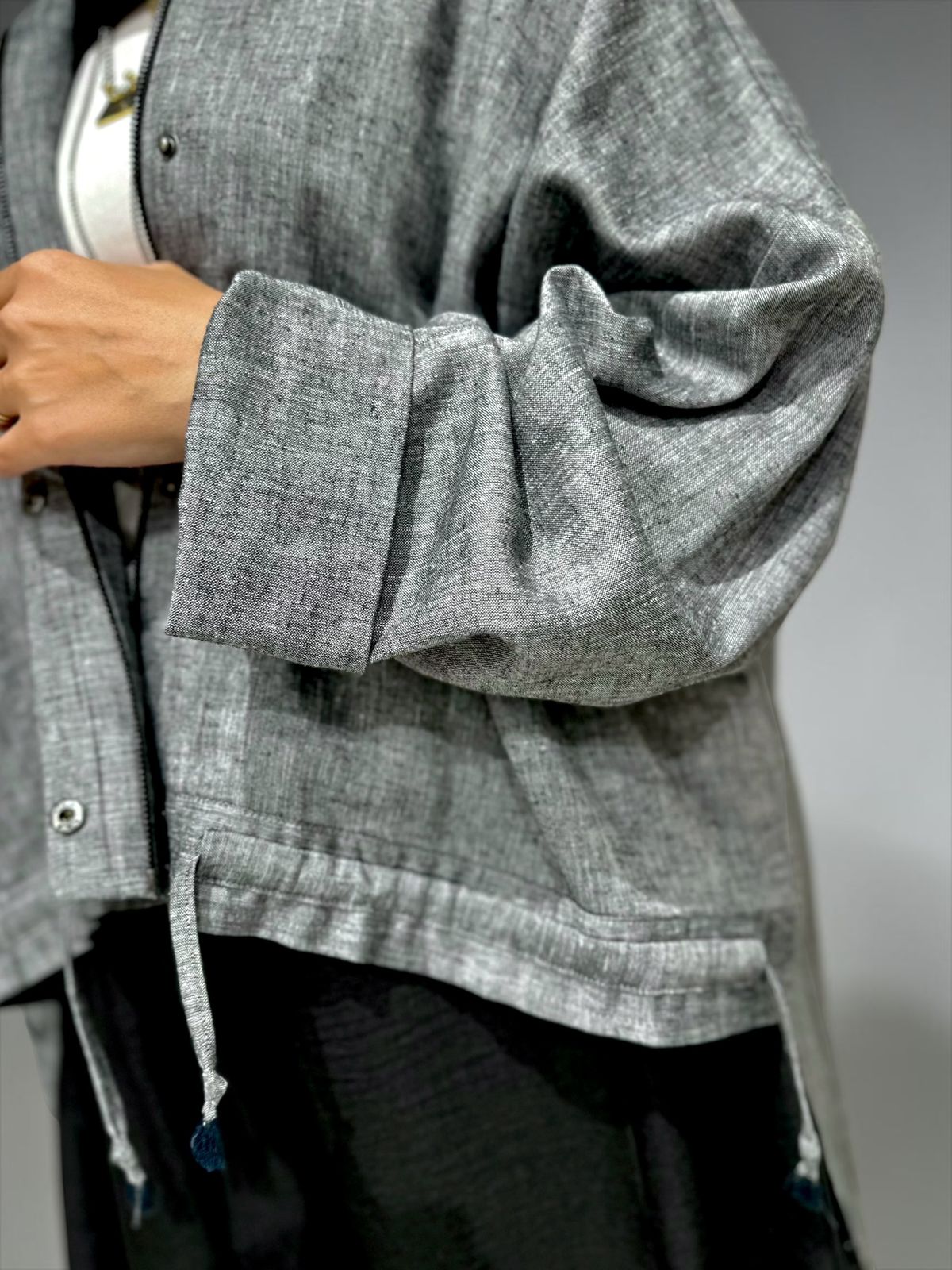 High low jacket with zipper in Gray
