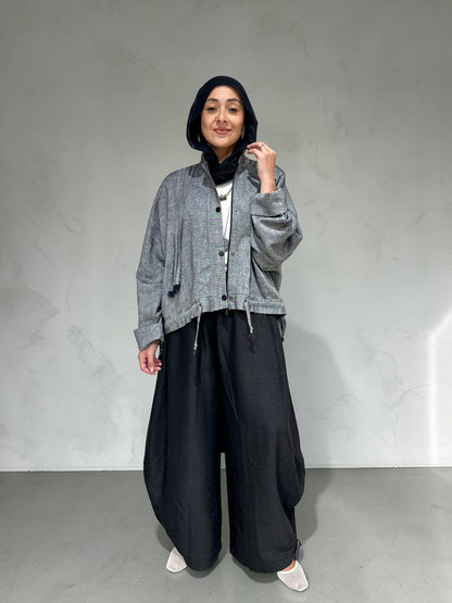 High low jacket with zipper in Gray