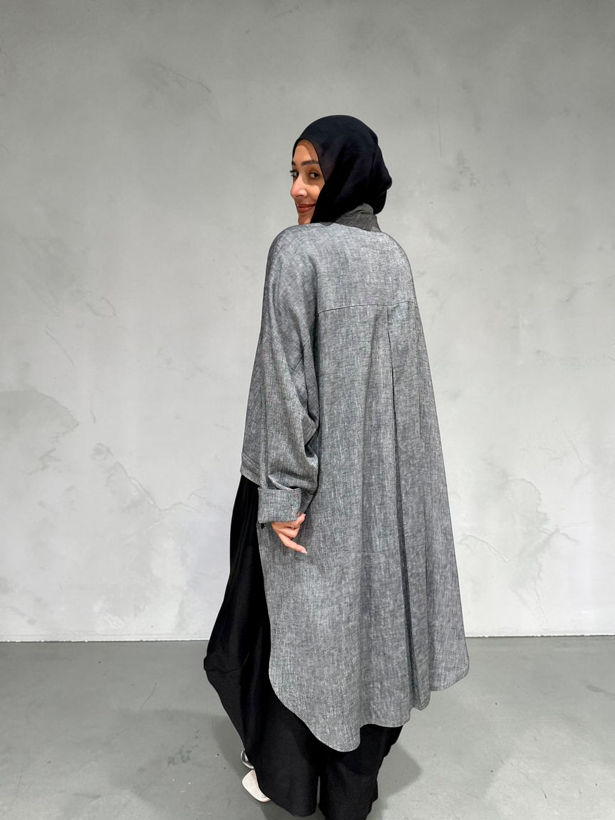 High low jacket with zipper in Gray