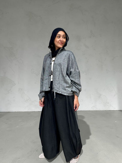 High low jacket with zipper in Gray