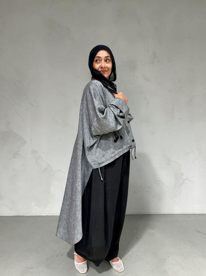 High low jacket with zipper in Gray