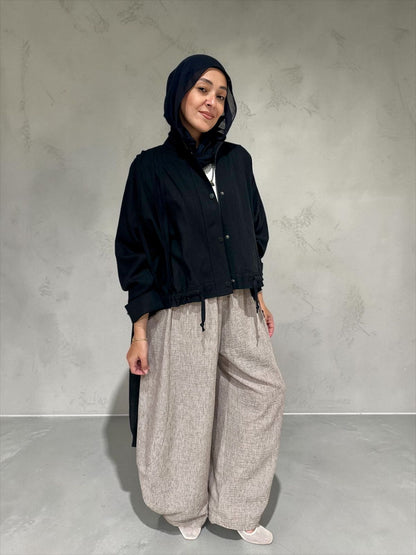 High low jacket with zipper in Black