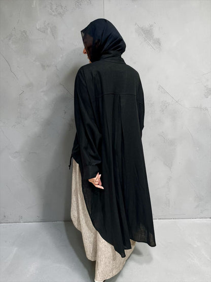 High low jacket with zipper in Black